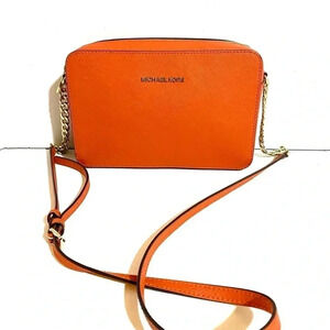Michael kors orange saffiano leather crossbody handbag